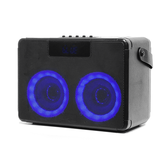 Dual 5 Inch Portable Bluetooth Rechargeable Speaker With Colorful Ring Lights