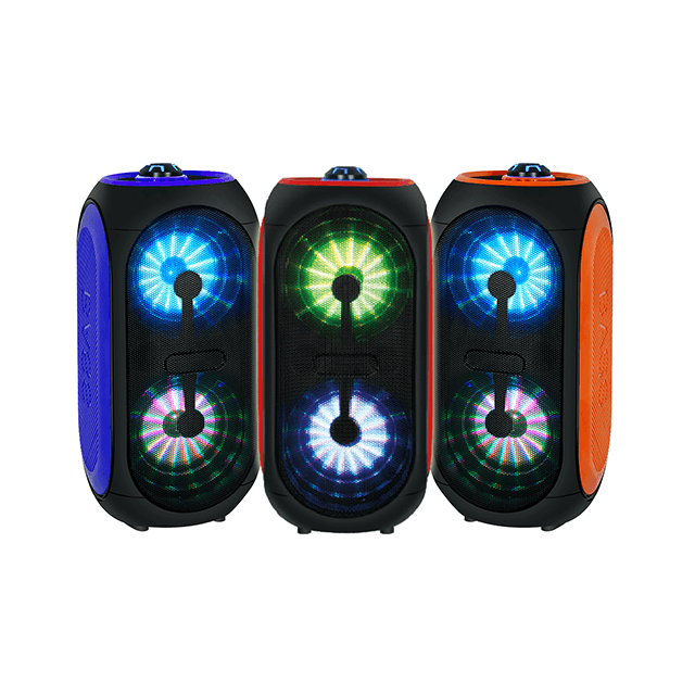 Dual 4 Inch Private Mould Portable Rechargeable Wireless Speaker With RGB Flashing Light