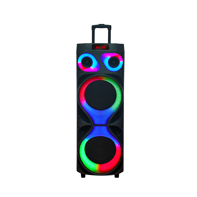 12 Inch Bluetooth Rechargeable Wooden Speaker With Party Ring Lights 