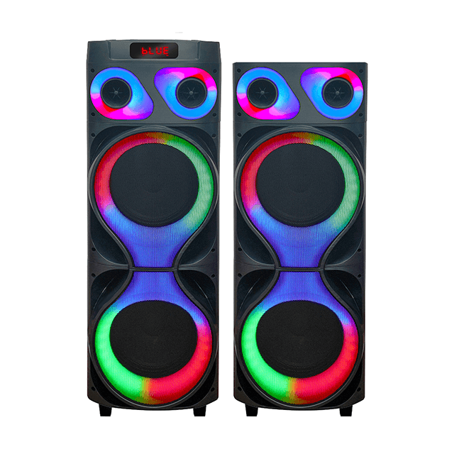 10 Inch Bluetooth Rechargeable Wooden Speaker With Party Ring Lights 