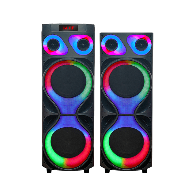 12 Inch Bluetooth Rechargeable Wooden Speaker With Party Ring Lights 