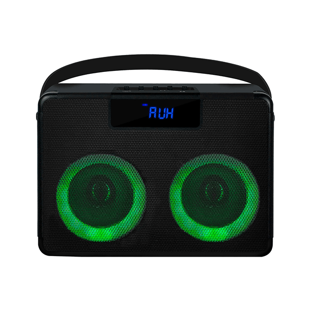 Dual 5 Inch Portable Bluetooth Rechargeable Speaker With Colorful Ring Lights