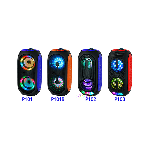 Dual 4 Inch Private Mould Portable Rechargeable Wireless Speaker With RGB Surround Flashing Light 