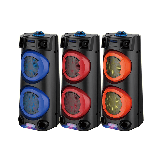 Dual 4 Inch Portable Bluetooth Rechargeable Speaker With Surround LED Party Light