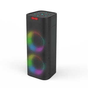 New Dual 4 Inch Portable Bluetooth Rechargeable Speaker With RGB Ring Lights 