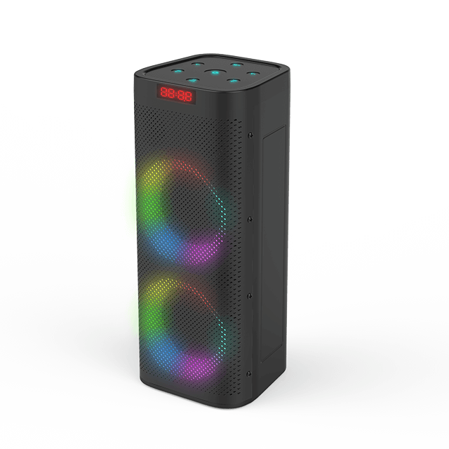 New Dual 4 Inch Portable Bluetooth Rechargeable Speaker With RGB Ring Lights 