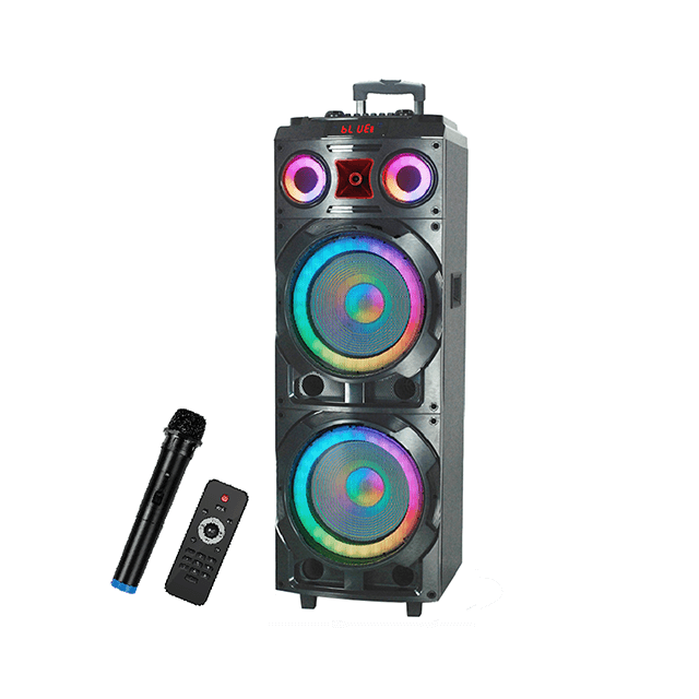 12 Inch Bluetooth Rechargeable Wooden Speaker With RGB Ring Lights 