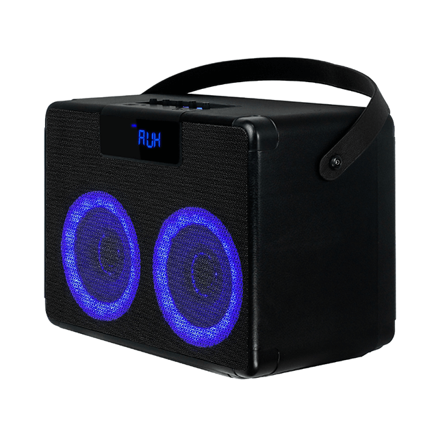 Dual 5 Inch Portable Bluetooth Rechargeable Speaker With Colorful Ring Lights